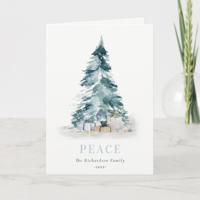 Cartes Pour Fêtes Annuelles Arbres de Noël Cadeaux Peinture aquarelle Pin Pais (Devant)