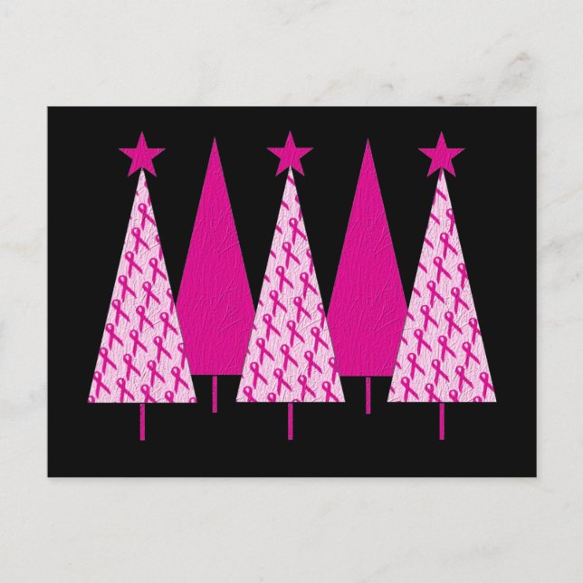 Cartes Pour Fêtes Annuelles Arbres de Noël - Cancer du sein Ruban rose (Devant)