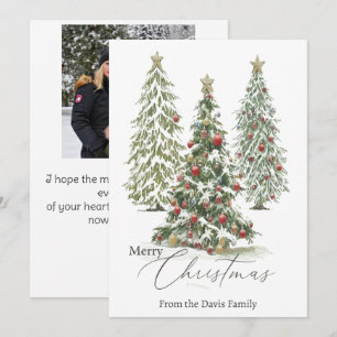 Cartes Pour Fêtes Annuelles Arbres de Noël couverts de neige personnalisés