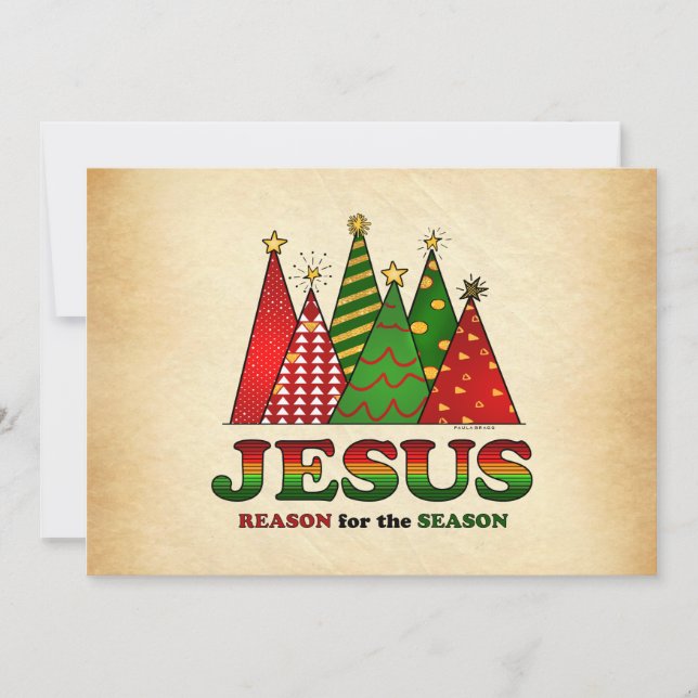 Cartes Pour Fêtes Annuelles Arbres de Noël de Jésus (Devant)