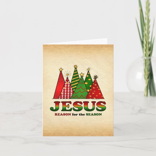 Cartes Pour Fêtes Annuelles Arbres de Noël de Jésus (Devant)