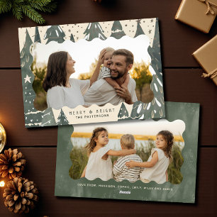 Cartes Pour Fêtes Annuelles Arbres de Noël de la famille photo Merry & Bright