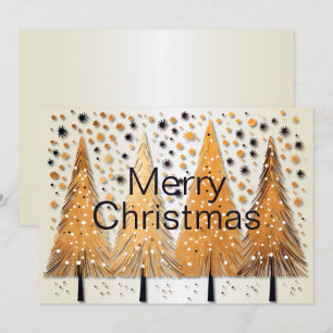 Cartes Pour Fêtes Annuelles Arbres de Noël dorés Flammes de neige brillantes F