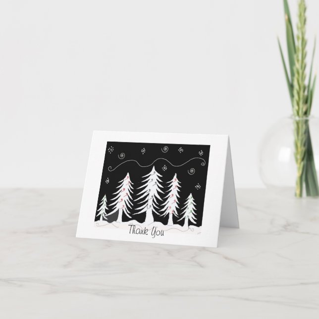 Cartes Pour Fêtes Annuelles Arbres de Noël en noir et blanc (Devant)