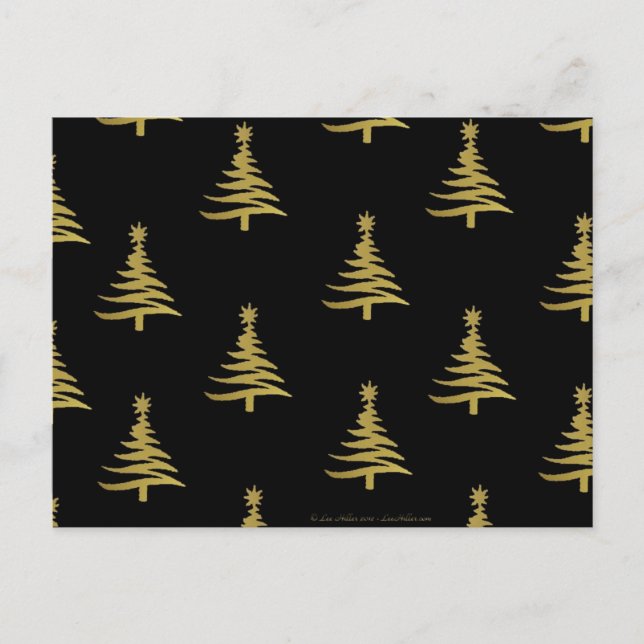 Cartes Pour Fêtes Annuelles Arbres de Noël en or sur noir (Devant)
