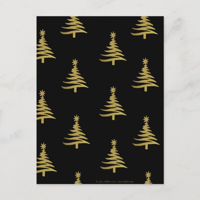 Cartes Pour Fêtes Annuelles Arbres de Noël en or sur noir (Devant)