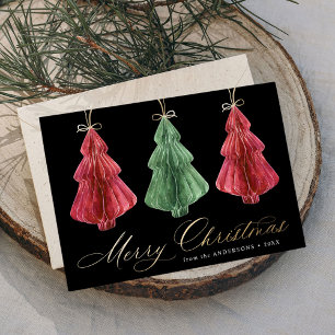 Cartes Pour Fêtes Annuelles Arbres de Noël en papier aquarelle Non-Photo