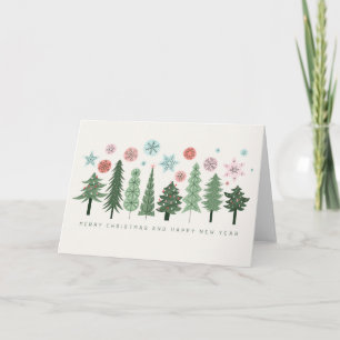 Cartes Pour Fêtes Annuelles Arbres de Noël et flocons de neige stylisés