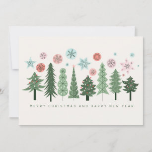 Cartes Pour Fêtes Annuelles Arbres de Noël et flocons de neige stylisés