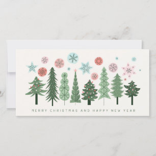 Cartes Pour Fêtes Annuelles Arbres de Noël et flocons de neige stylisés