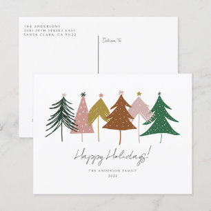 Cartes Pour Fêtes Annuelles Arbres de Noël festifs minimalistes 