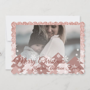 Cartes Pour Fêtes Annuelles Arbres de Noël Fillets Paillettes Rouge Clair Floc