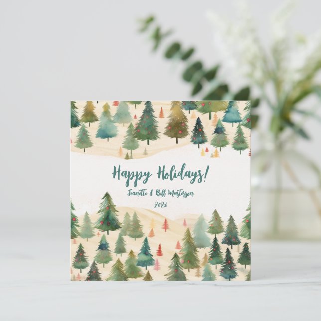 Cartes Pour Fêtes Annuelles Arbres de Noël Forêt rustique (Debout devant)
