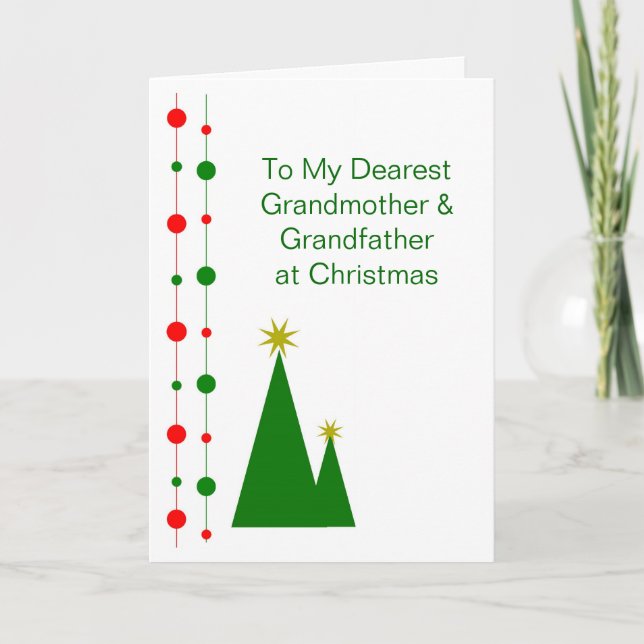 Cartes Pour Fêtes Annuelles Arbres de Noël Grand-parents Noël (Devant)