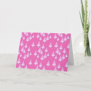 Cartes Pour Fêtes Annuelles Arbres de Noël, look métallique 3-d, rose