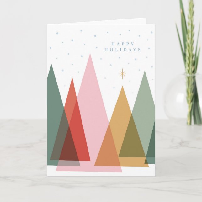 Cartes Pour Fêtes Annuelles Arbres de Noël minimalistes (Devant)