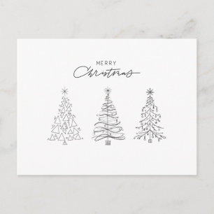 Cartes Pour Fêtes Annuelles Arbres de Noël minimalistes noir et blanc