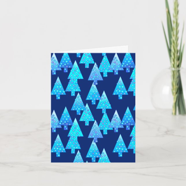 Cartes Pour Fêtes Annuelles Arbres de Noël modernes de fleur - bleu de cobalt (Devant)