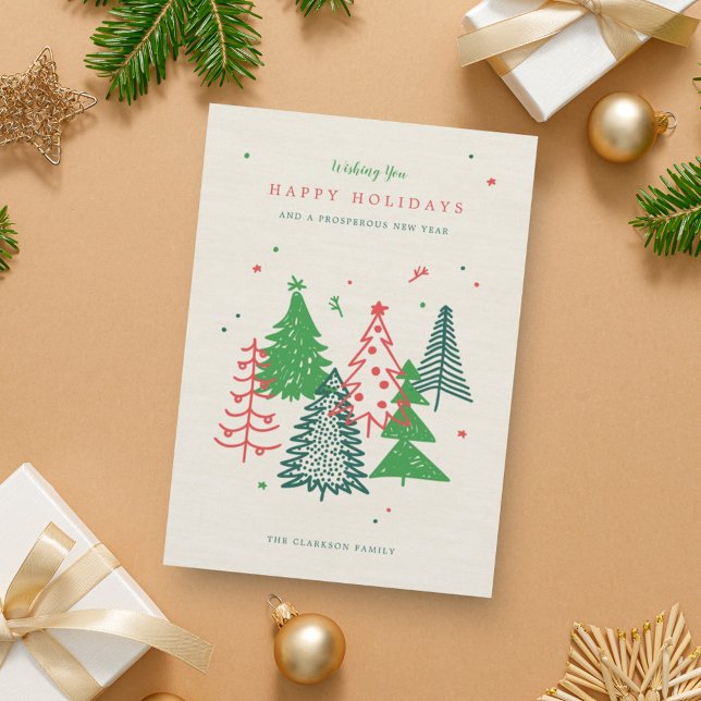 Cartes Pour Fêtes Annuelles Arbres de Noël modernes Joyeuses fêtes (Créateur téléchargé)