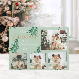 Cartes Pour Fêtes Annuelles Arbres de Noël Pagode Vert Sauge 5-Photo