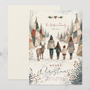 Cartes Pour Fêtes Annuelles Arbres de Noël Patchwork Famille Renne TMF26
