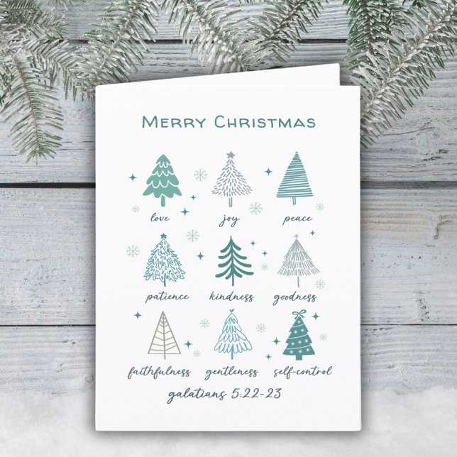 Cartes Pour Fêtes Annuelles Arbres de Noël religieux Boho Minimal Scripture (Créateur téléchargé)