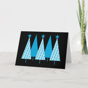 Cartes Pour Fêtes Annuelles Arbres de Noël Ruban bleu clair