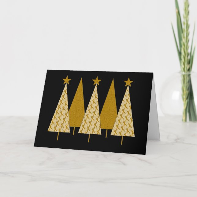 Cartes Pour Fêtes Annuelles Arbres de Noël - Ruban d'or (Devant)