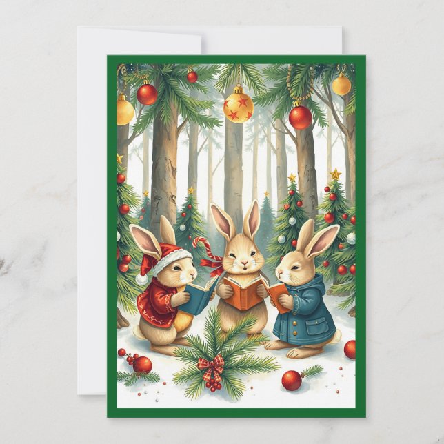 Cartes Pour Fêtes Annuelles Arbres de Noël rustiques à l'aquarelle en hiver Ch (Devant)