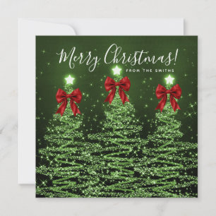 Cartes Pour Fêtes Annuelles Arbres de Noël verts de vacances salutation Rouge 