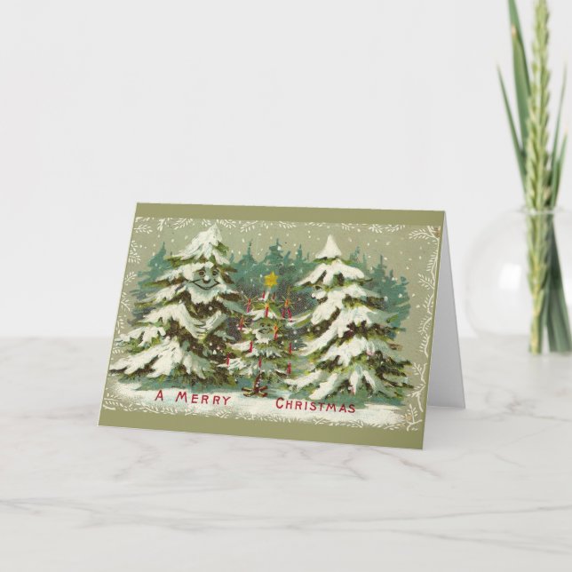 Cartes Pour Fêtes Annuelles Arbres de Noël vintage (Devant)