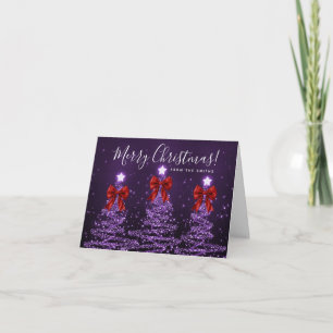 Cartes Pour Fêtes Annuelles Arbres de Noël violets de vacances salutation Roug