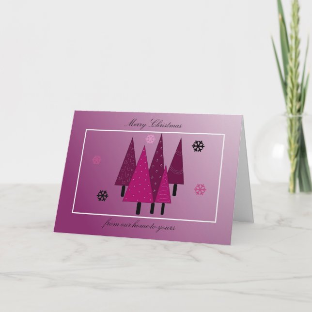 Cartes Pour Fêtes Annuelles Arbres de Noël Whimsical violet (Devant)