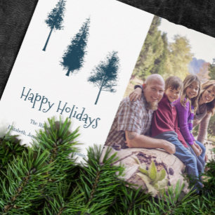 Cartes Pour Fêtes Annuelles Arbres d'hiver bleus de la Marine