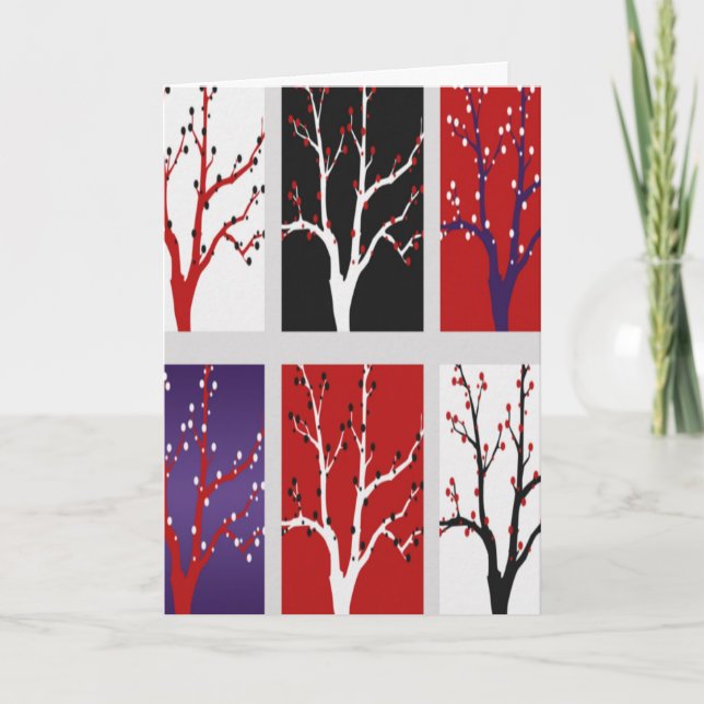 Cartes Pour Fêtes Annuelles Arbres d'hiver nus artistiques Snowflakes Xmas Des (Devant)