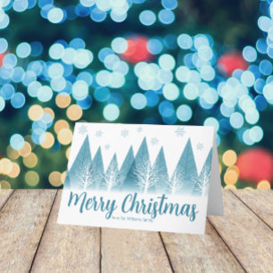 Cartes Pour Fêtes Annuelles Arbres élégants d'hiver personnalisés bleu Joyeux