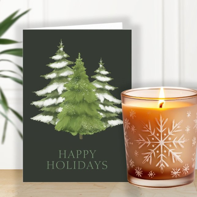 Cartes Pour Fêtes Annuelles Arbres en bois Thème Noël Personnalisé (Woodland Trees Themed Christmas Personalized Holiday Card by Ricaso. Elegant card for everyone)