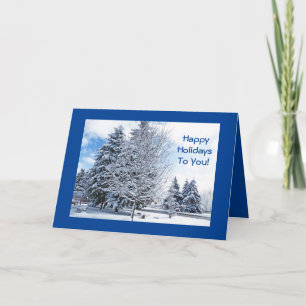 CARTES POUR FÊTES ANNUELLES ARBRES ENNEIGÉS DANS LE PARC / JOYEUX VACANCES POU