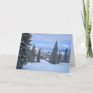 Cartes Pour Fêtes Annuelles Arbres et montagnes couverts de neige