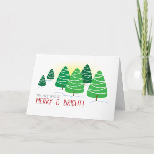 Cartes Pour Fêtes Annuelles Arbres Joyeux & Lumineux avec perles blanches Noël