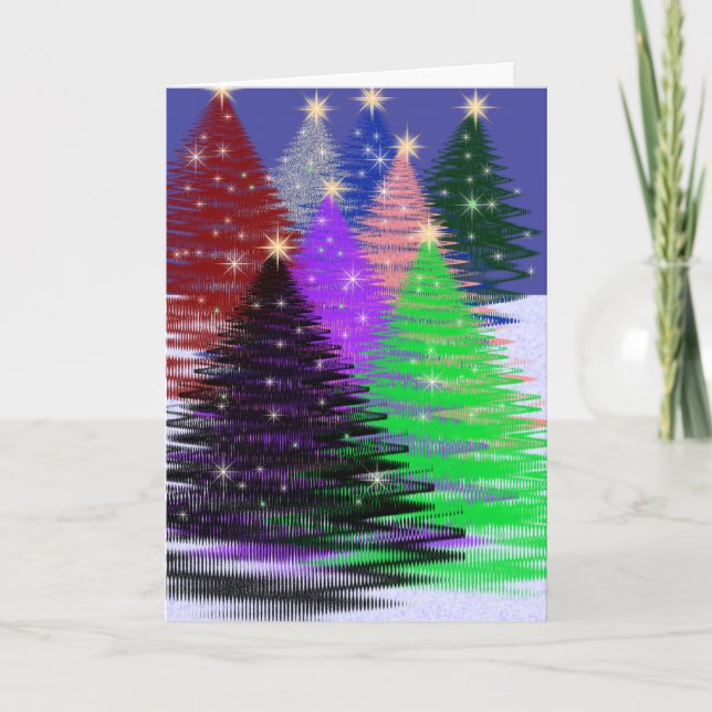 Cartes Pour Fêtes Annuelles Arbres multicolores (Devant)