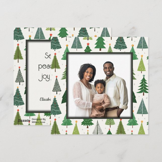 Cartes Pour Fêtes Annuelles Arbres rétro (Devant / Derrière)