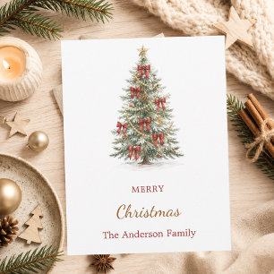 Cartes Pour Fêtes Annuelles Arbres rubans rouges Noël