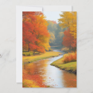 Cartes Pour Fêtes Annuelles Arbres Ruisseau Automnes Colorés Art Intemporel