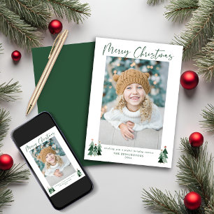 Cartes Pour Fêtes Annuelles Arbres rustiques minimaliste moderne photo de Noël