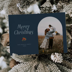 Cartes Pour Fêtes Annuelles Arc bleu minimaliste Joyeux Noël Photo