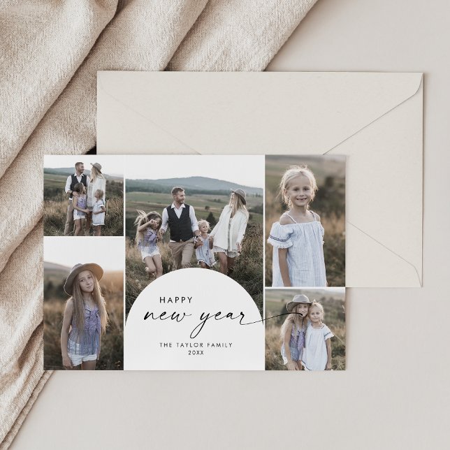 Cartes Pour Fêtes Annuelles Arc Boho moderne Multiphoto Nouvel An (Créateur téléchargé)