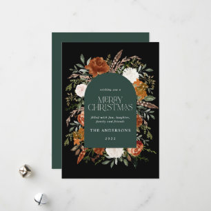 Cartes Pour Fêtes Annuelles Arc botanique élégant et fleuri vert