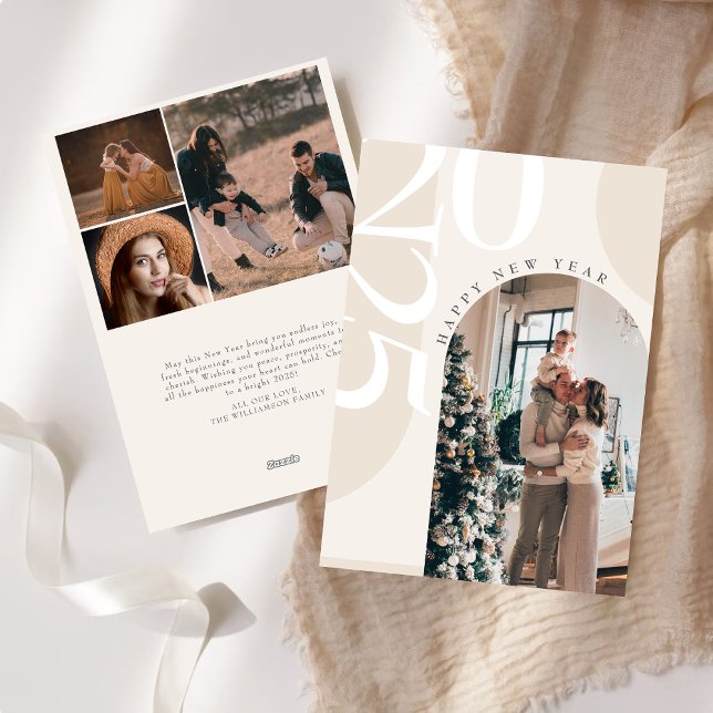 Cartes Pour Fêtes Annuelles Arc de Bonne Année Élégant Photo Unique 2027 (Créateur téléchargé)