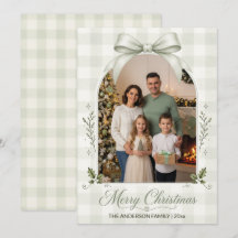 Arc de famille à ruban vert sauge Joyeux Noël